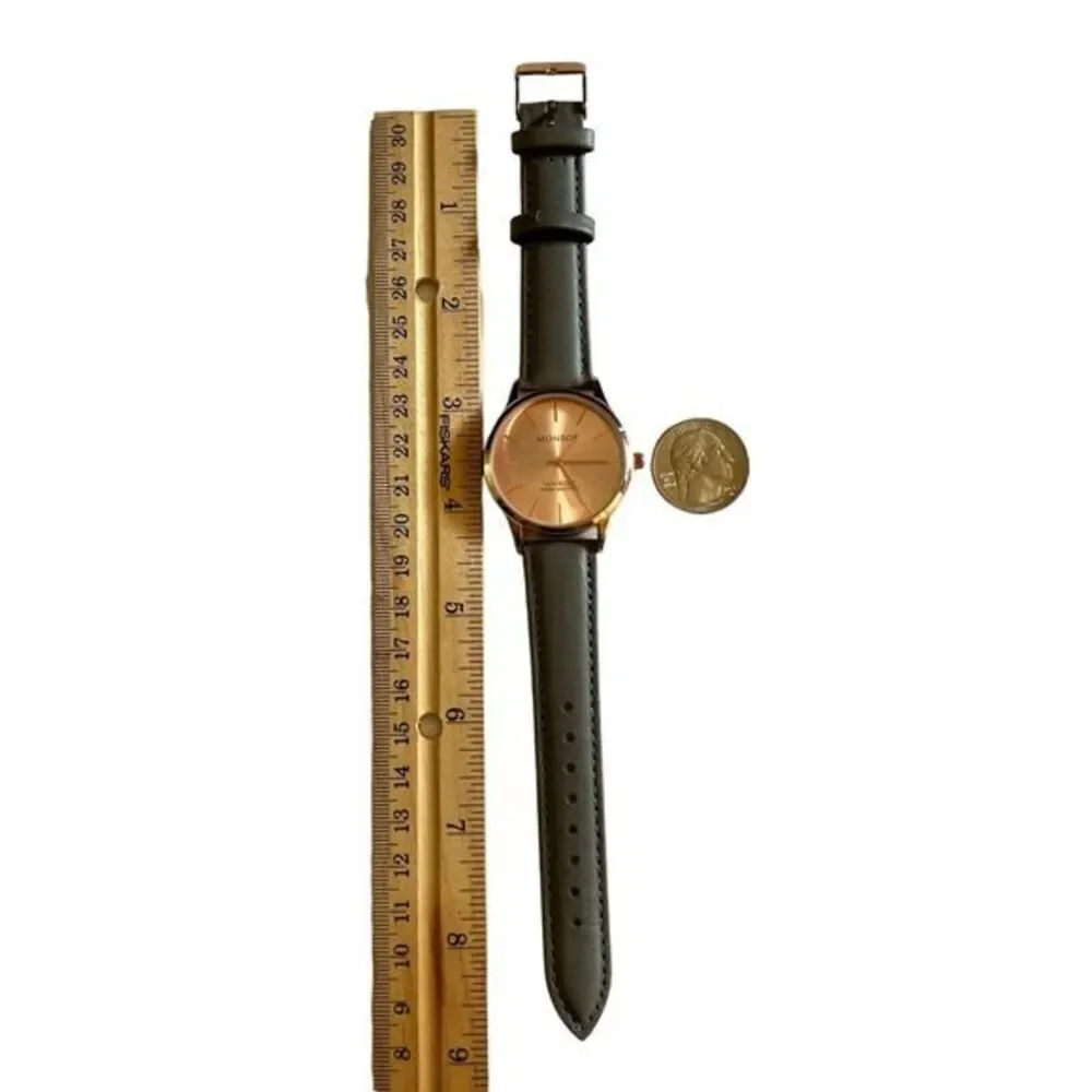 Monroé Women's Watches SOLÉROSE -‎ CHARCOAL LEATHER -Water Resistant - 9 in